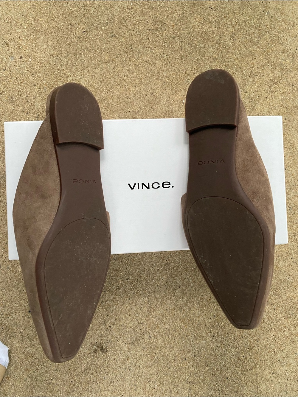Vince Taupe Suede Pointed-Toe Mules - Picture 3 of 4
